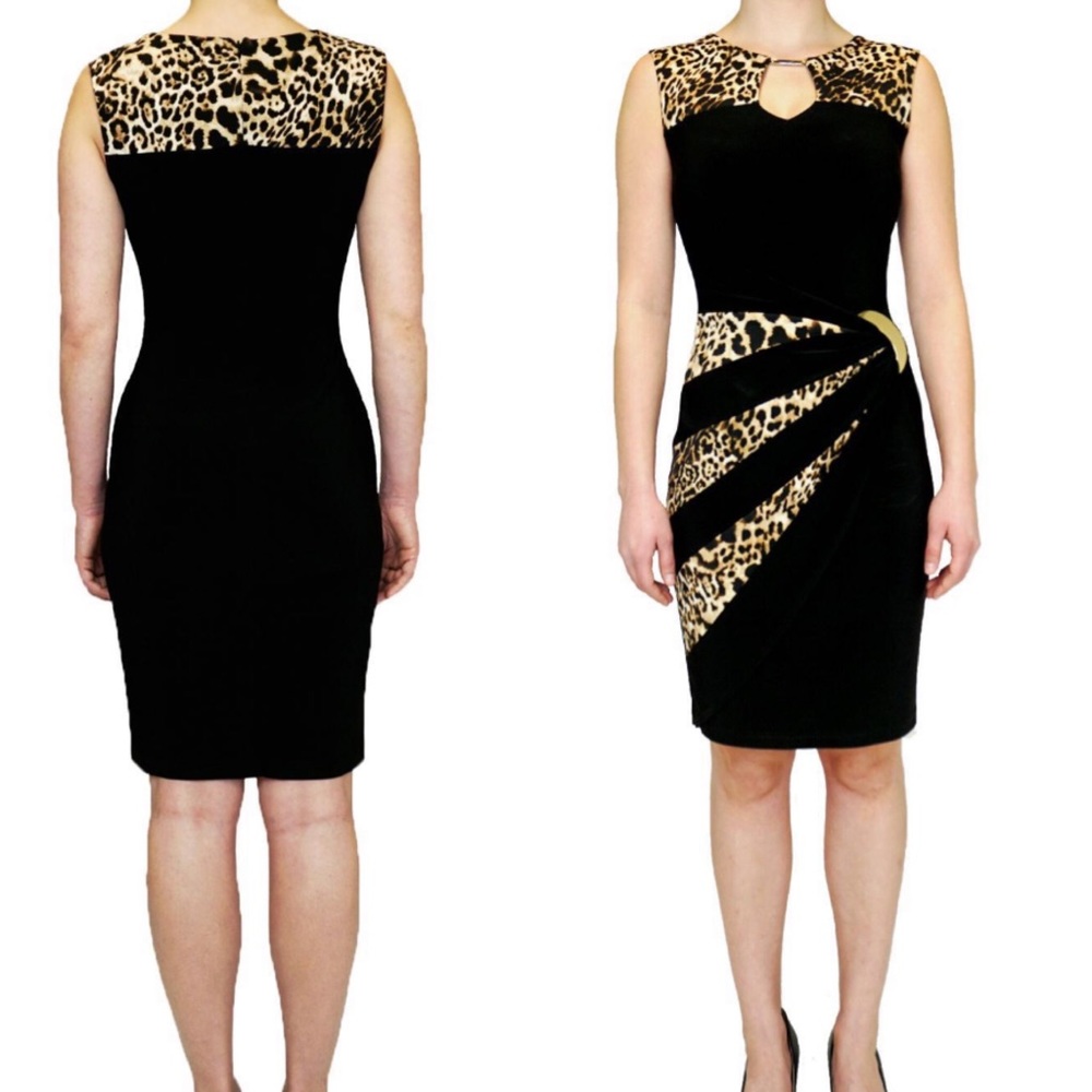 Joseph Ribkoff Black Animal Print Dress